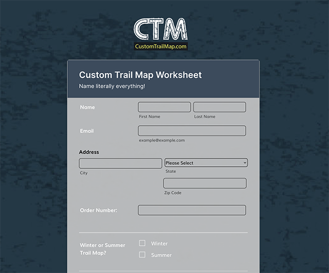 Custom Trail Map WORKSHEET